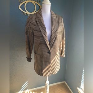 H&M Brown Houndstooth Fitted Blazer